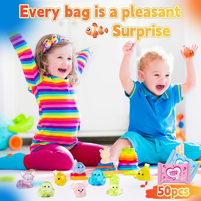 50PCS Glow in The Dark Resin Animals Mystery Bag, Mini Duck Blind Bags Toys, DIY Crafts Fairy Garden Dollhouse Decor, Kids Party Favors Classroom Prizes