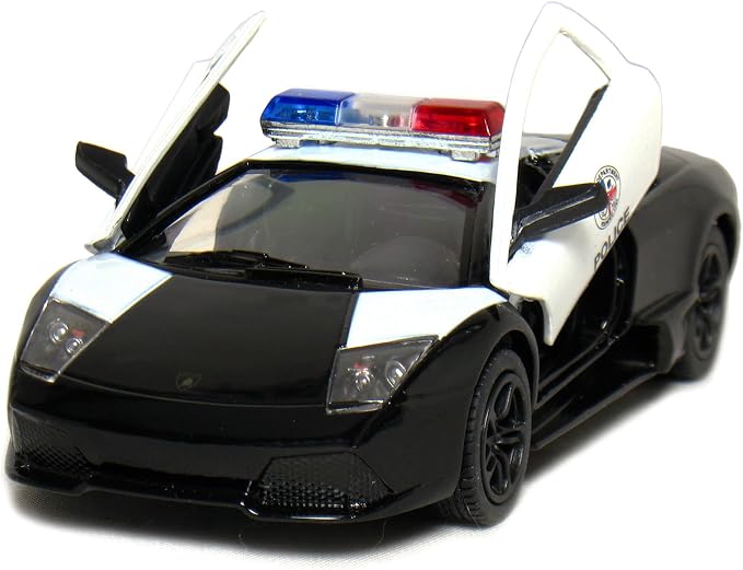 KiNSMART Lamborghini Murcielago LP640 1:36 Scale 5" Die Cast Model Super Sports Car Toy (Black Police)