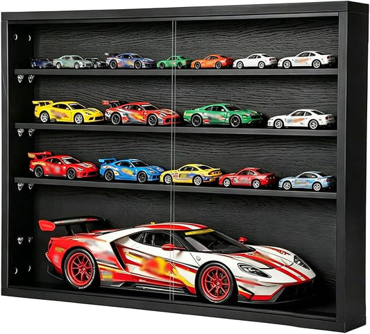 Large Car Display Case, PKHROR Oversized Diecast Car Display Frame with UV Protection, Wall Mount for Toy Cars and Collectible Models, Black