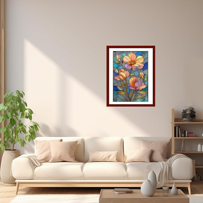 Leodozzio Wooden Puzzle for Adults, Mother’s Day Stained Glass Flower Puzzle, 200 Piece Unique Shape Jigsaw, 5MM Thick, Gift for Her, Home Art Decoration, 8.7 x 12.5 Inch