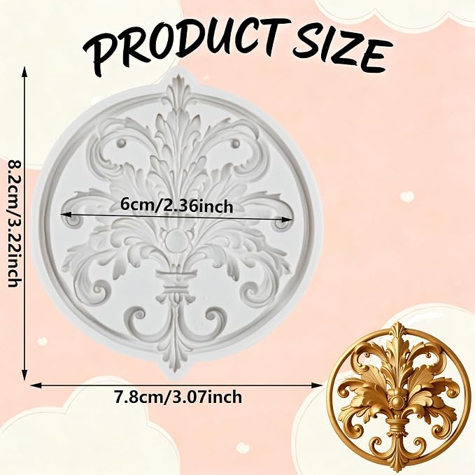 Photo Frame Polymer Clay Mold Baroque Scroll Relief Frame Silicone Molds for Jewelry Making Epoxy Resin Casting Air Dry Polymer Clay Craft