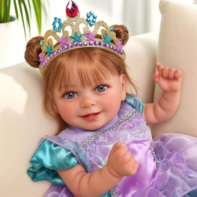 BABESIDE Lifelike Reborn Baby Dolls Dara - 18 Inch Realistic-Newborn Baby Doll Brown Hair Girl Handmade Real Life Dolls with Clothes and Toy Accessories Gift for Kids Age 3+