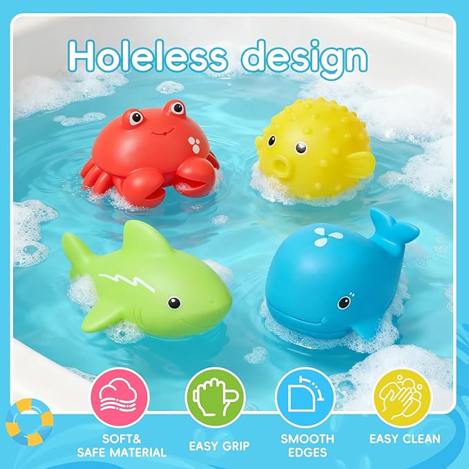 Baby Bath Toys for Kids Ages 1-3, 16PCS | Easy Clean Mold Free Bath Toys Toddlers 2-4 | Bathtub Pool Water Table Toys for Babies & Toddlers | Bath Boats Spoons Bucket Watering Can Tub Toy for Toddlers