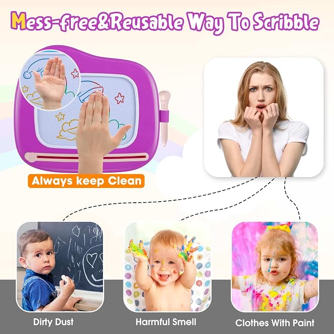 Smasiagon Toddler Toys Age 1-2 Year Old Boys Girls, Magnetic Drawing Doodle Board Valentines Day Gifts for Kids Educational Learning Toys for 1 2 3 Year Old Boys Girls Birthday Gifts (Purple)