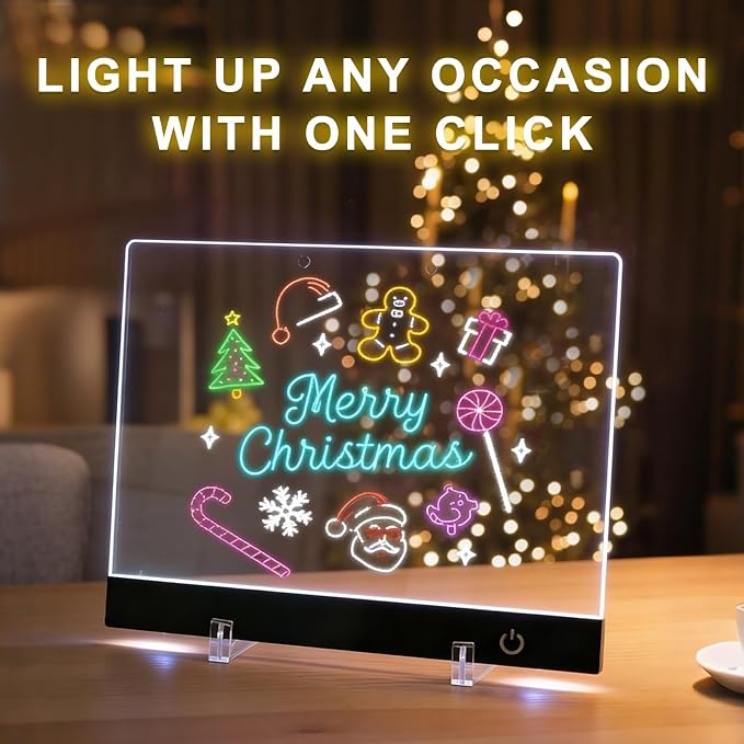 LED Drawing Board for Kids, 13.7" Light Up Doodle Board with 8 Color Modes, Thickened Scratch-Resistant Dry Erase Note Board, USB Powered Glow Art Pad, Complete Art Set, Birthday Gifts for Boys Girls