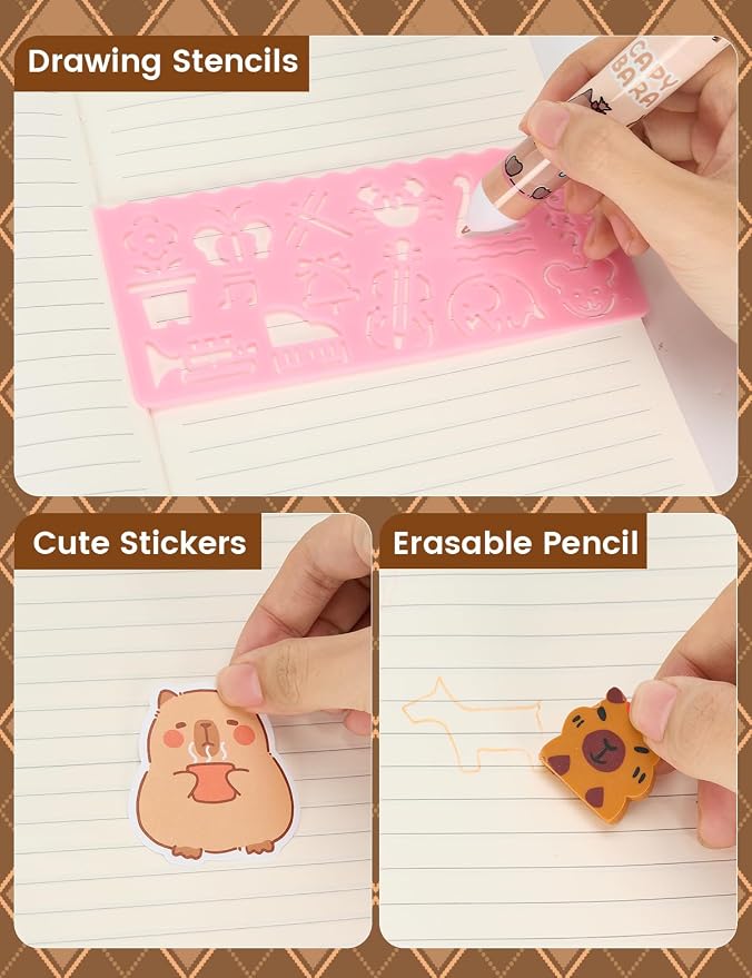 Defresit 129 PCS Washable Markers Set- Capybara Gifts for Girls, Art Supplies for Kids with Glitter Pencil Case, Coloring Kits for Kids, Ideal Gifts for Birthday Christmas Back to School