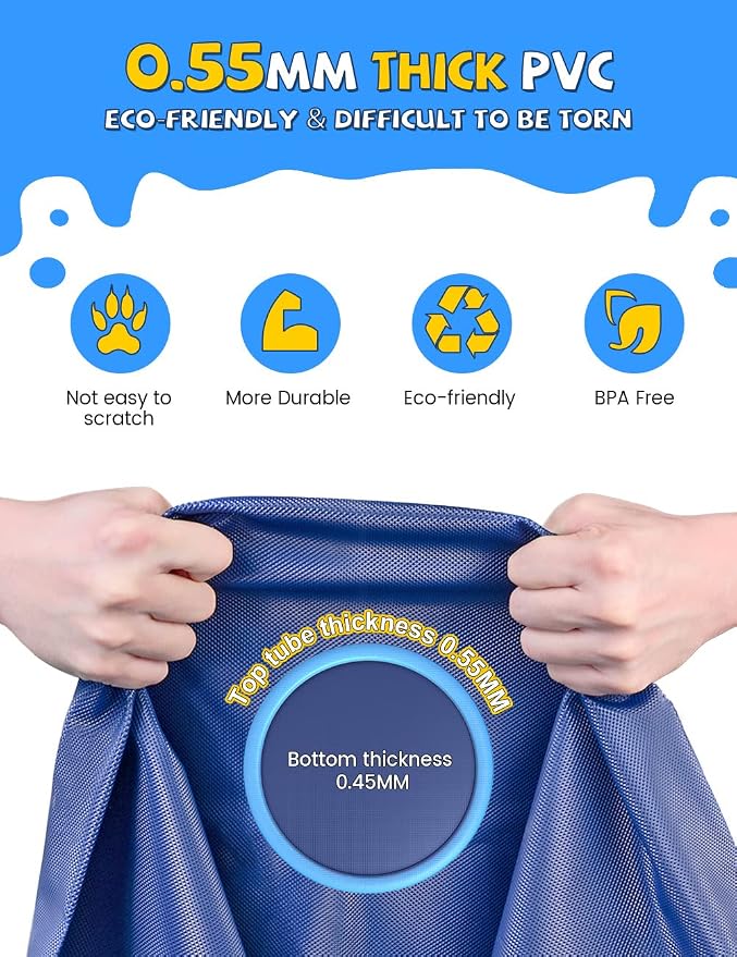 VISTOP 67" Non-Slip Splash Pad for Kids and Dogs, Thickened Sprinkler Pool for Toddlers, Outdoor Backyard Water Toys, Fun Fountain Play Mat for Babies, Children & Pets Blue