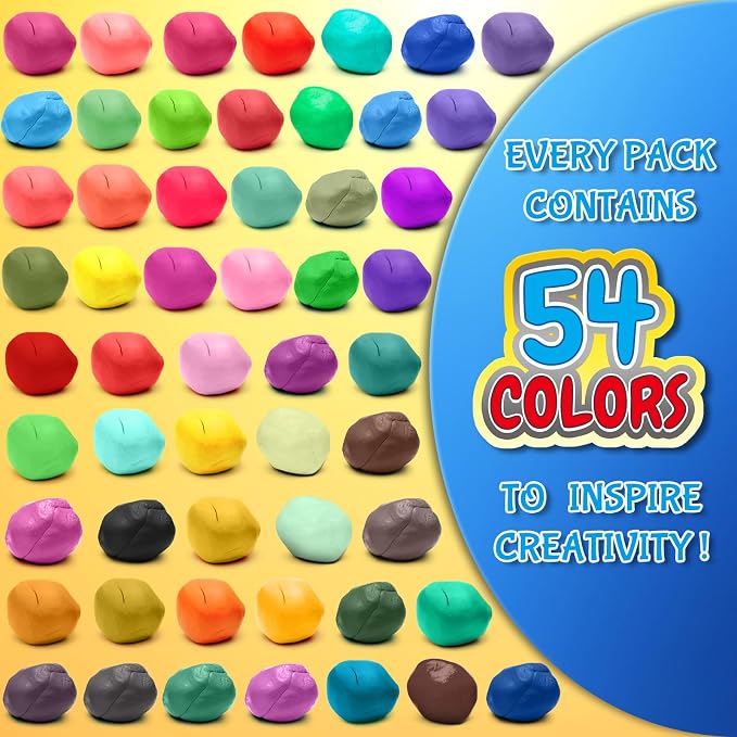 ESSENSON Air Dry Clay, 54 Colors, Modeling Clay for Kids | DIY Molding Magic Clay, Includes Tools, Ages 3-8+ Years, Boys Girls Kids Toys Gifts