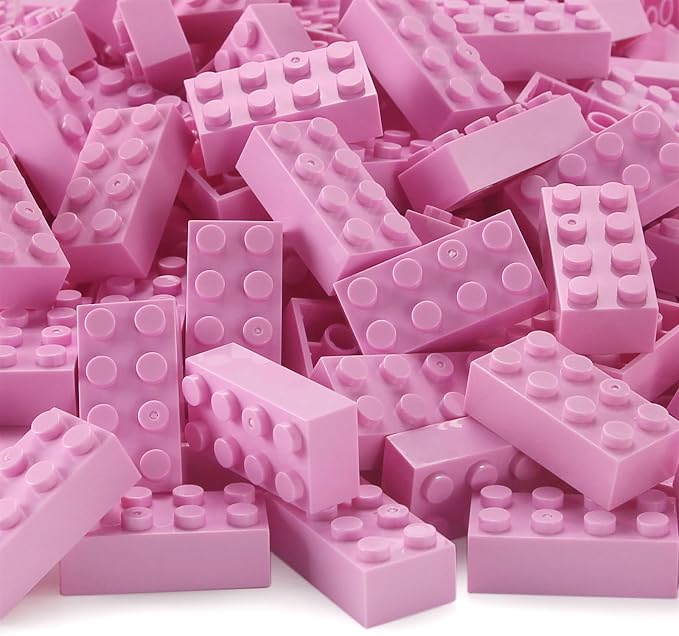 2x4 Bricks 320 Pieces Bright Pink Parts Classic Building kit Girls Boys Kids Set Basic Blocks Toy Compatible with 3001 Major Brands