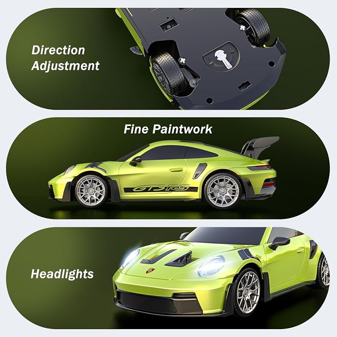 AEROQUEST Remote Control Car Porsche 911 GT3 RS, Officially Licensed 1:16 Scale 2.4GHz RC Sports Car with LED Headlights, 12KM/H Toy Vehicle, Gift for Boys & Girls 3-12