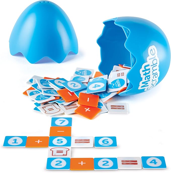 Learning Resources Math Scramble Game - 87 pieces, Ages 5+, Math Manipulatives for Kids, Addition and Subtraction, STEM