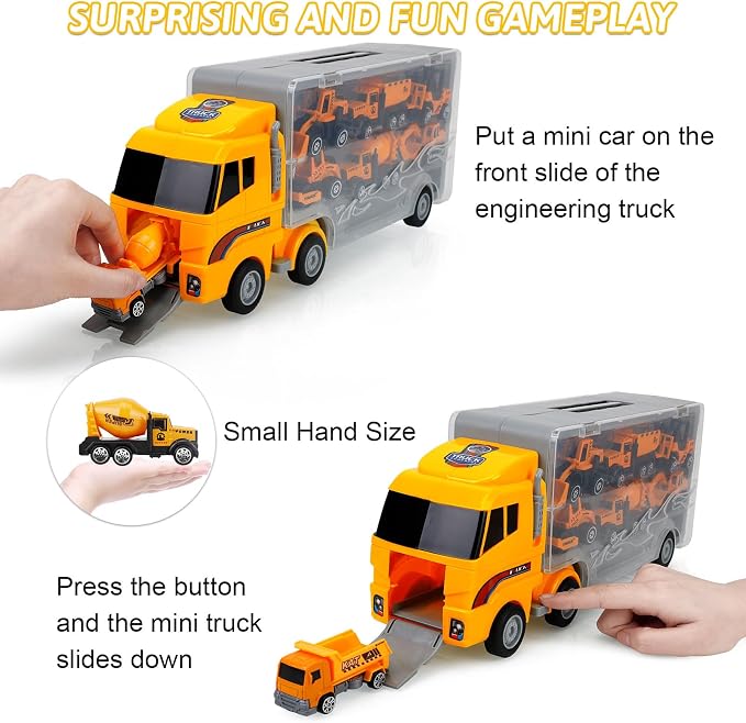 ALOTJOY Toys for Boys,13 Pcs Engineering Die-cast Construction Car Toddler Toys for 3 Year Old Boys Vehicles Gifts Kids Toys for Age 3 4 5 6 7 Year Old Kids