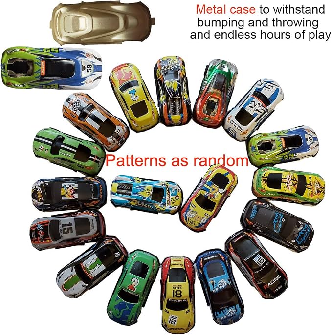 18Pcs Metal Pull Back Racing Car Toy Die Cast Race Cars Vehicles Friction Powered Toddler Boy Toys 2.7 Inch