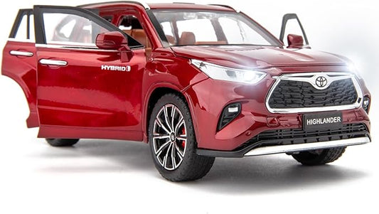 BDTCTK 1/24 Highlander Model Car, Zinc Alloy Pull Back Toy car with Sound and Light for Kids Boy Girl Gift(Red)