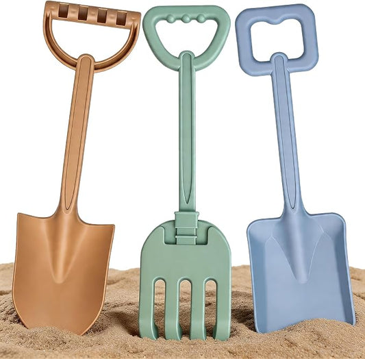 16" Beach Shovels Set for Kids & Adults, Perfect for Beach Digging, Sandbox Play, Garden Tasks, Snow Shoveling & Outdoor Fun, Ideal for Party Bundles, Gardening Planting, Summer Activity Essentials