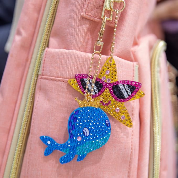 Labeol Arts and Crafts for Kids Ages 8-12 - Creat Your Own GEM Keychains-5D Diamond Art by Numbers GEM Art Kits for Kids Girls Toddler Crafts Age 6-7 6-8 10-12 (Ocean)