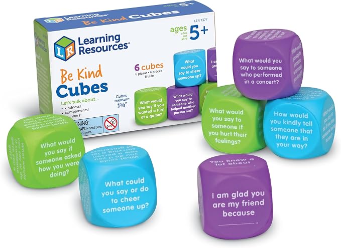 Learning Resources Be Kind Cubes, 6 pieces, Ages 5+ Social Emotional Learning Toys, Speech Therapists Materials, Emotional Intelligence Toys