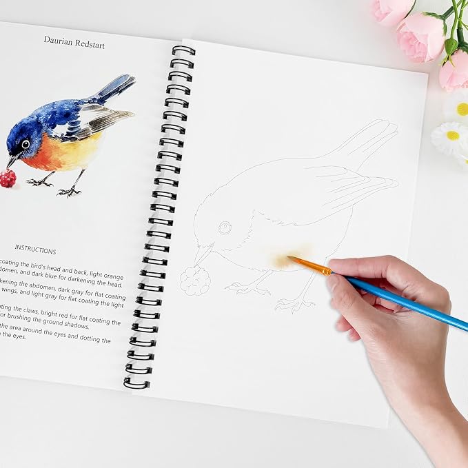 Watercolor Workbooks Birds, 15 Beautiful Paintings for Water Color Book Adult, Watercolor Coloring Book for Beginners, Watercolor Workbook for Adults Teens (Without Palette, Birds)