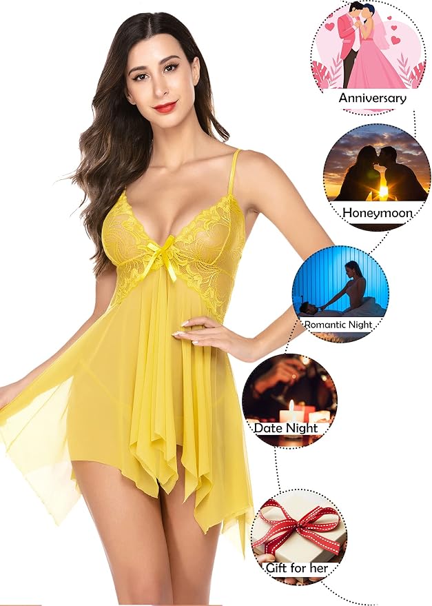 Avidlove Lingerie for Women Lace Babydoll Sleepwear Boudoir Outfits Plus Size Langeray XS-5XL