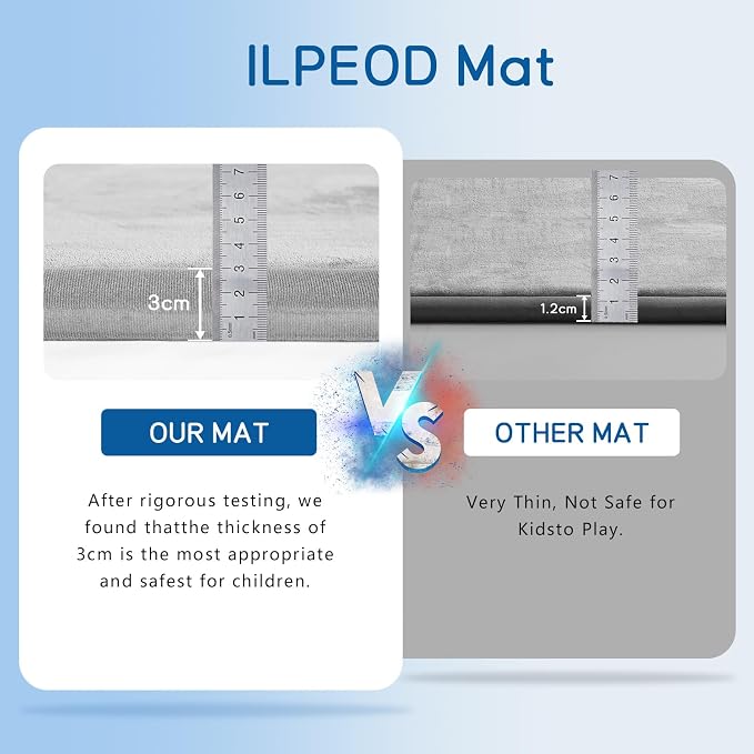 Baby Play Mat for Floor Nursery Rug Muscle Mat Area Rug Playroom Rug 59"x59" Playpen Mat Elastic Foam 1.3" Thick Crawling Mat for Babies,Toddlers, Infants, Kids,A Light Gray