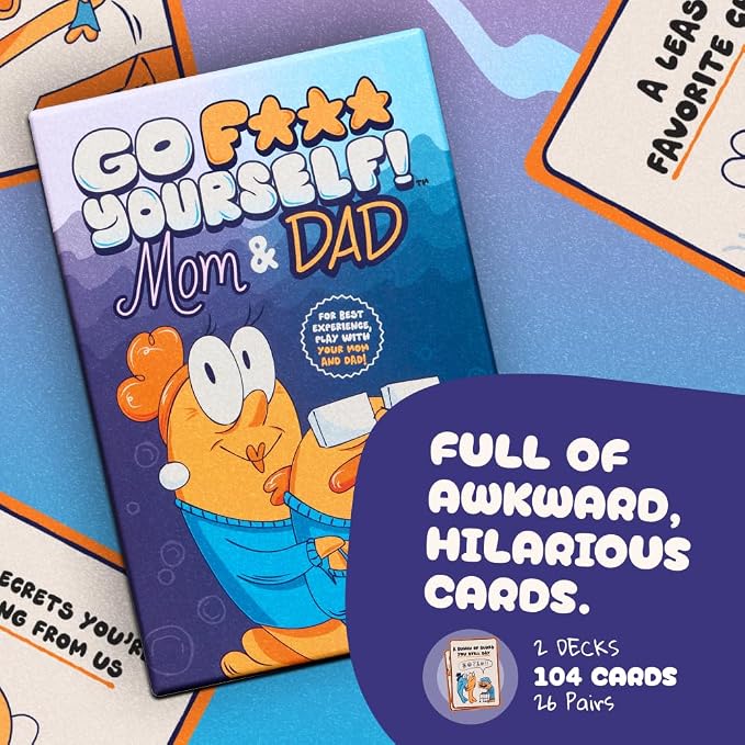 Go F Yourself Mom & Dad! – The Grown Up Go Fish Card Game You've Always Wanted | Hilarious Party Game for Grown Ups, 2+ Players | 104 Cards, 26 Unique Pairs