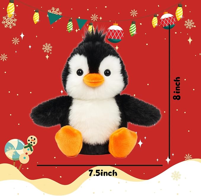 Talking Penguin Repeat What You Say Musical Stuffed Animal Shaking Singing Plush Toy Electric Interactive Animated Plushies Gifts for Kids Girls Boys