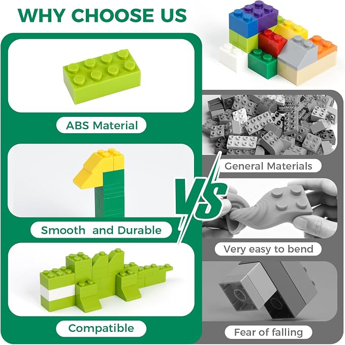 HUIZDQ 1500 Pieces Building Bricks, Classic Bulk Small Blocks, Classic Bricks Set Basic Building Blocks Compatible with All Major Brands