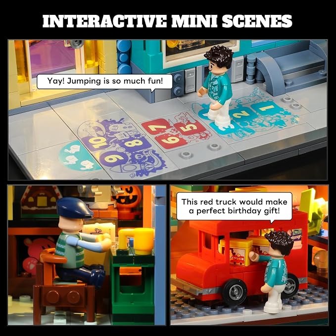Lumibricks Toy-Store Lighting Building-Bricks Set – City Town Modular Townhouse Toy Shop Dollhouse LED Light Display Model 3086 Pcs Construction Kit for Adults and Teens
