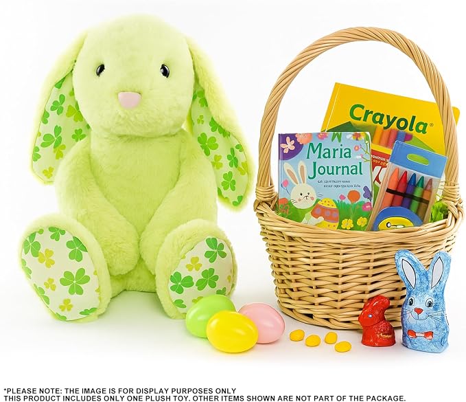 WEIGEDU Green Rabbit Bunny Stuffed Animal Plush Toy, 17.7" | Floppy Ears, Shamrock Print, For Kids, Boys, Girls, Babies, St. Patrick's Day, Birthday, Easter, Christmas Gift