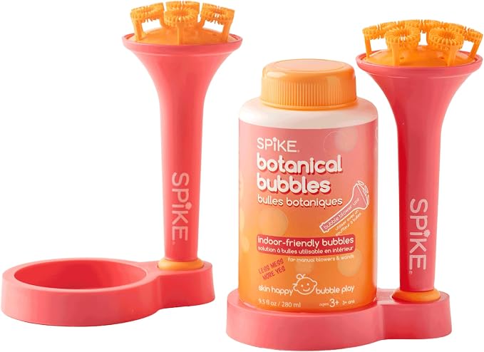 Innobaby Spike Mess Free Botanical Bubbles w/ 2 EZ Blow Wands & Trays -Pink