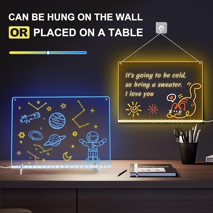 Led Note Board with 14 Highlighters,16''Drawing Tablet,6 Modes & 8 Colors Light Up Drawing Board,Kids Toy with 13 Light Effects,Birthday Holiday Day Gifts for Girls & Boys Age 3+,Tracing Book