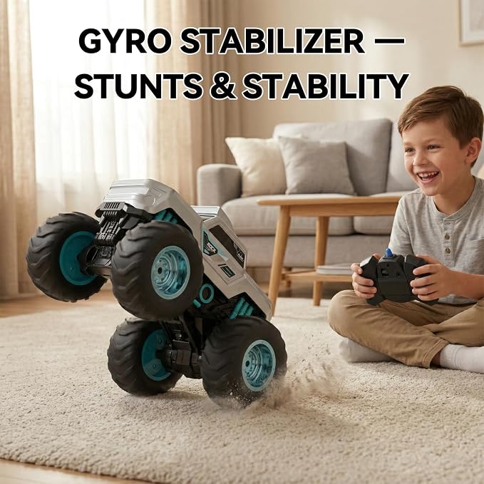 1:14 Amphibious Remote Control Car with Gyro Stabilizer, 4WD Waterproof All Terrain RC Monster Truck, 2.4 GHz Off-Road Toys for Boys Kids Christmas Birthday Gifts Ages 6+