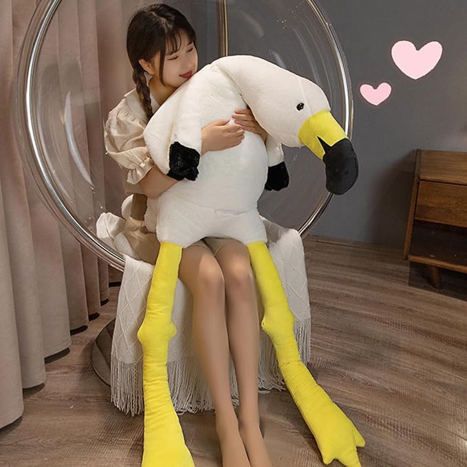 Flamingo Plush Pillow Stuffed Animal - 62 Inch Ultra Soft & Cute Flamingo Gift, Huggable Stress Relief for Bedroom, Office, Car, for Kids, Adults, GirlsWhite