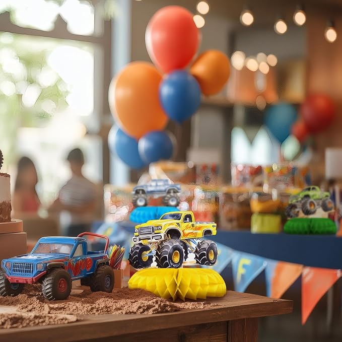 12 Pack Monster Truck Table Decorations - Monster Truck Party Decorations for Kids' Birthday and Baby Shower - Monster Truck Table Toppers