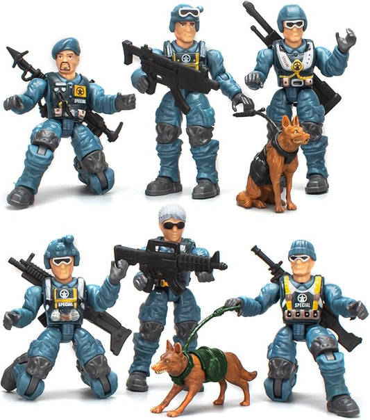 Army Men Action Figures, Toy Soldiers for Boys 6-8, Boys Toy Plastic Army Men Toys with 2 Dogs and 6 Weapons Toys for Boy Military Collectors