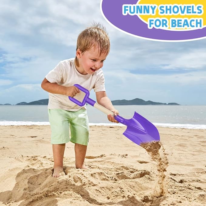 Kids Garden Tool Shovels Toys, 16" Long Kids Beach Spades Sand Shovels Toys for Adults Gardening Tools Garden Kit Travel Sandbox Toy Sturdy Snow Scoop Durable Wood Handle Spade for Digging Sand Snow