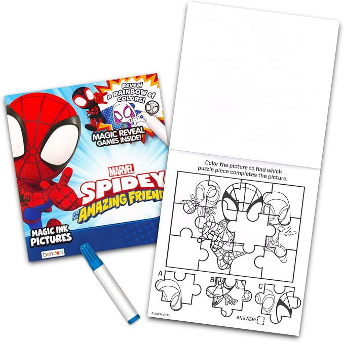 12 Mess Free Imagine Ink Coloring Book Set for Kids - Bulk Bundle with 12 No Mess Coloring Books (Sonic, Bluey, Mickey, Minnie, Spidey, Peppa Pig)
