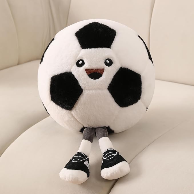 Funny Soccer Ball Pillow Plush with Legs - Cute Stuffed Animal Plush Toy for Boys Girls, Soccer Throw Pillow for Room Decor, Couch, Bed or Birthday Gift for Soccer Enthusiasts (Soccer 11 Inch)