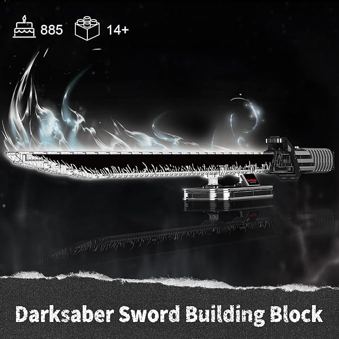 Mould King Dark Sword Building Set - 45.67" Rechargeable LED Lightsaber with Display Stand, DIY Assembly STEM Model Kit for Adults, Creative Collectible Sci-Fi Toy & Cosplay Gift Idea (885+ PCS)