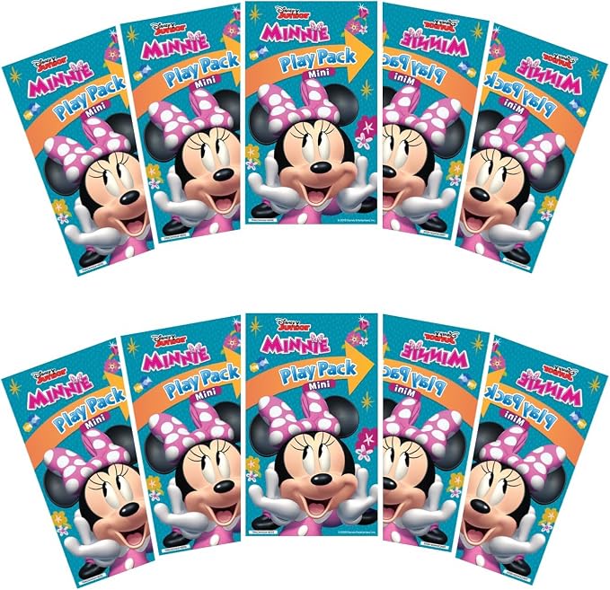 Minnie Mouse Play Packs | Disney Minnie Mouse Party Favors Goody Bags | Mini Mouse Goodie Bag Coloring Book, 2 Mini Crayons, and a Sticker | 10-Pack | Officially Licensed