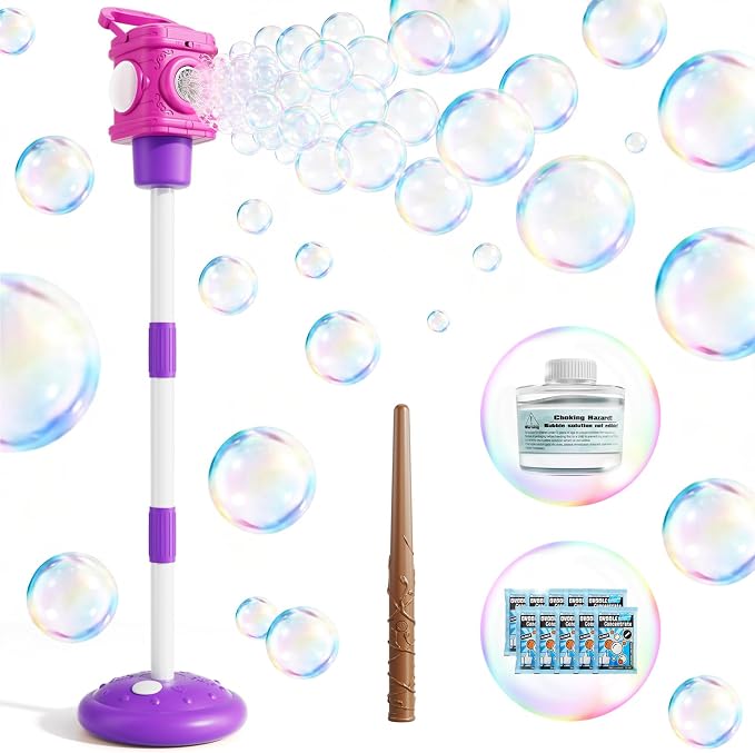 Bubble Machine for Kids, Remote Control Street Lamp Bubble Machine with Lights, Automatic Standing Bubble Tower, Outdoor Bubble Torch Toys for Wedding Summer Bubble Maker for Kids Ages 3 4 5 6 7 8 9