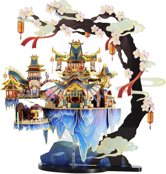 Microworld 3D Metal Puzzle for Adult, Peach Blossom Source Architecture Metal Model Kits, DIY Brain Teaser Challenge 3D Puzzles for Adults, Art Craft Buliding Home Decor Gift for Age 16+