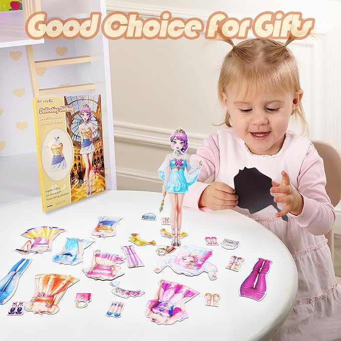 PainZieteg Magnetic Dress Up Dolls, Magnetic Princess Dress Up Paper Dolls, Magnetic Dress Up Dolls for Girls Ages 4-10 Learning Created Imagine Set Birthday Gift (Joy)