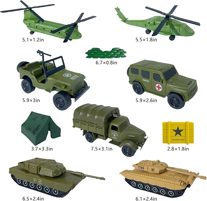 TALGIC Army Men Toys Large Battle Playset-Set Includes Army Men Action Figures, Military Battle Mat, Tanks, Helicopters, Jeep, Ambulance, Trucks, Cannon, Tents (120 PCS)