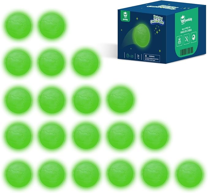 punkdog 20 Glow Balls for Pop and Catch Ball Game- Outdoor Indoor Game Activities for Boys & Girls,Birthday and Christmas Party Favors Gifts for Kids Ages 4 5 6 7 8 10 12+ Years Old and Adults