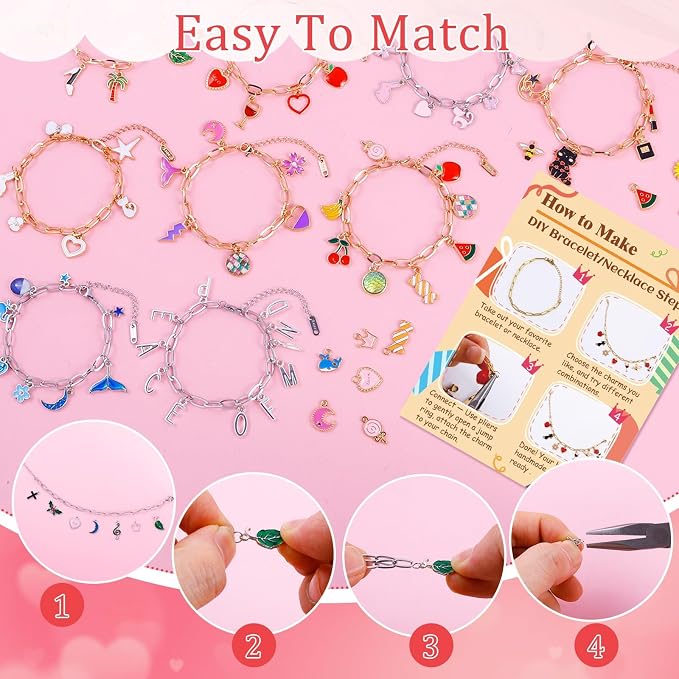 Wurosi 769 Pieces Paperclip Charm Bracelet Kit, Including Paperclip Chain Bracelets, Charms, Jump Rings, Gift Bags, Pliers for DIY Bracelet Making Gift Christmas