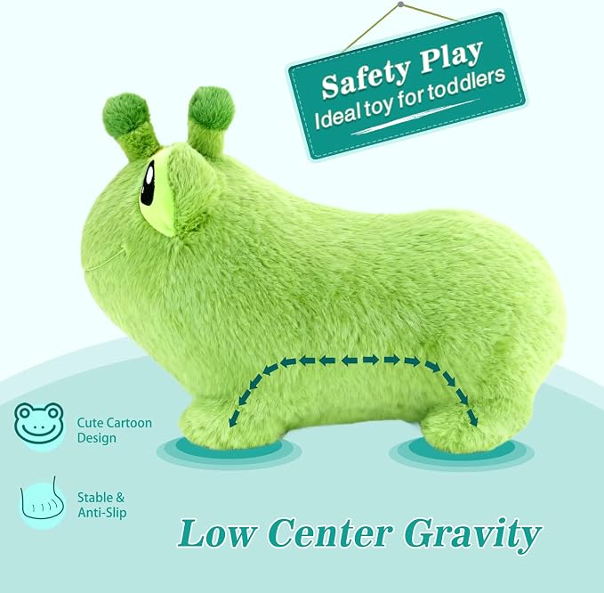 INPANY Bouncy Horse, Frog Hopper Toys, Toddler Ultra Thick Plush Bouncing Animal, Kids Inflatable Ride on Rubber Bouncer, Outdoor Indoor Cute Birthday Gift for 2 3 4 Yr Boy Girl
