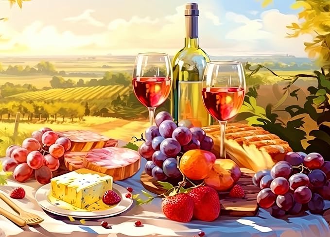 Jigsaw Puzzles for Adults 1000 Pieces, Picnic with Poster Interlock Perfectly Letter on Back No Dust, Home Decor Toy for Men Women Elders Seniors (27.5"x19.6")