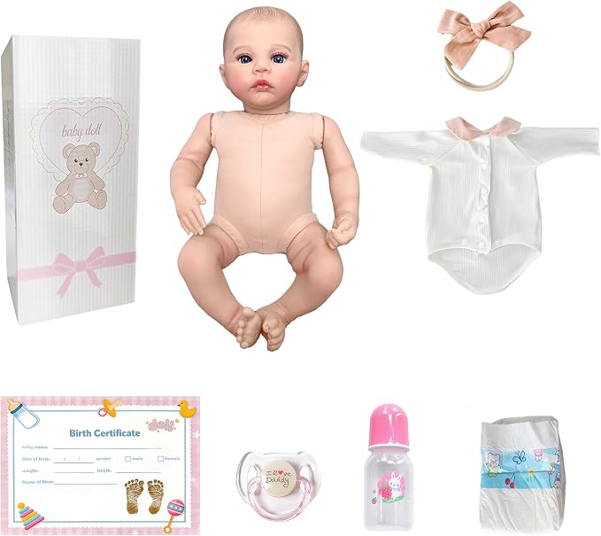 FOCKOF Realistic Reborn Baby Dolls - 18 Inch Real Life Baby Doll Girl Lifelike with Accessories for 3+ Years Old (White)