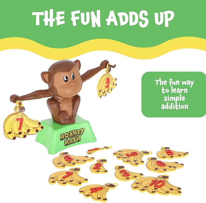 POPULAR PLAYTHINGS Monkey Math Balance Game, Simple Addition Toy with Scale, Hands-On Learning Fun, Gifts for Kids Ages 4 & Up